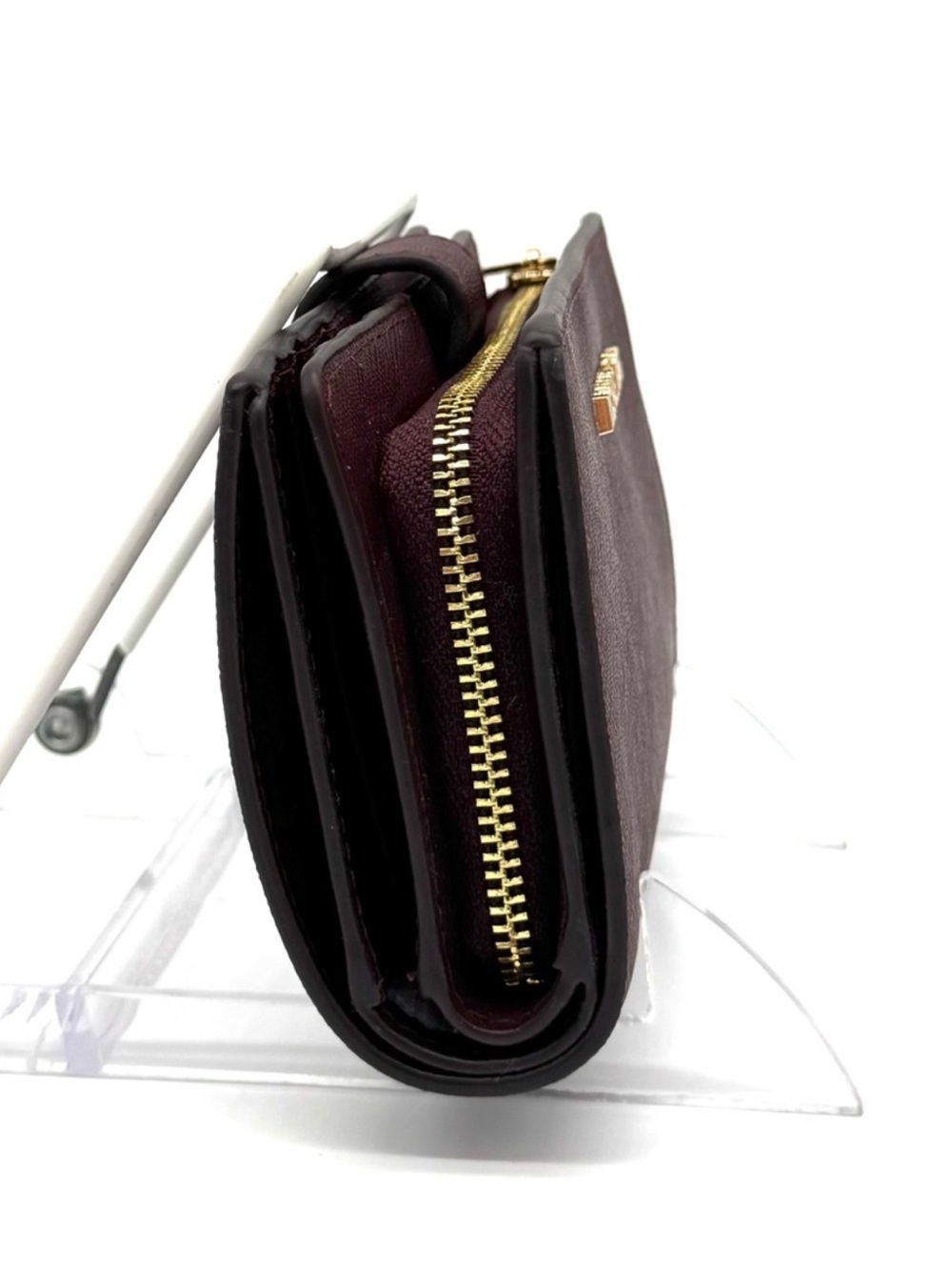 Michael Kors Medium Bifold Zip Chain Wallet Ox Blood - Picture 2 of 6
